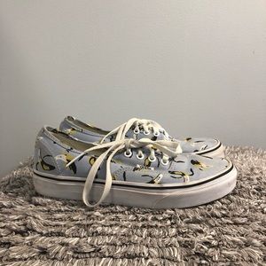 Light Blue Vans with Banana Print: Size W 7.5 M 6